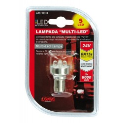 24V Lampada Multi-Led 5 Led - R10W - BA15s - 1 pezzo in blister - bianco