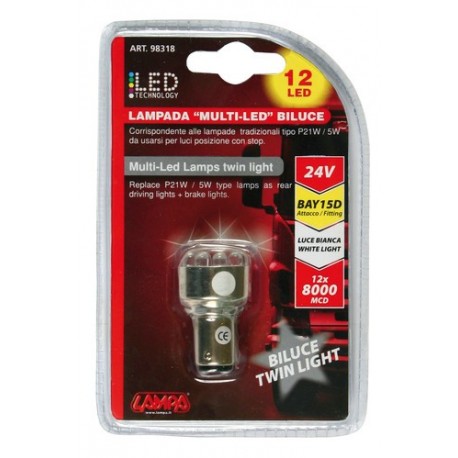 24V Lampada Multi-Led 12 Led - P21/5W - BAY15d - 1 pezzo in blister - bianco