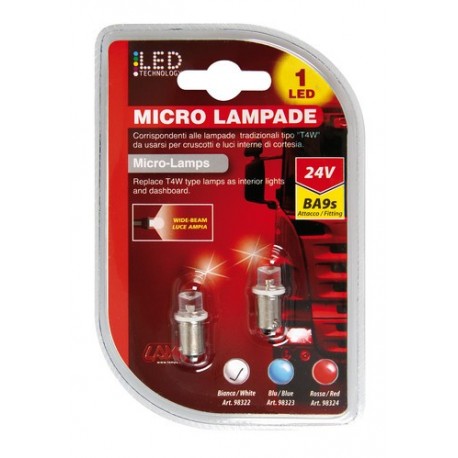 24V Micro lampada 1 Led - T4W - BA9s - bianco