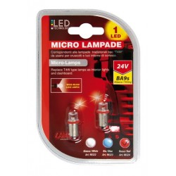 24V Micro lampada 1 Led - T4W - BA9s - rosso