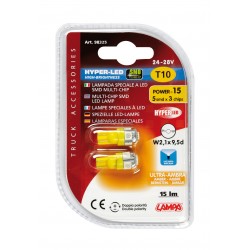 24/28V Hyper-Led 15 - 5 SMD x 3 chips - T10 - W2.1x9.5d - Arancio - Doppia polarita'