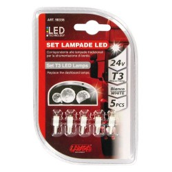 24V Kit Lampade cruscotto Led 1 Led - T3 - W2x4.6d - 5 pz in blister - bianco