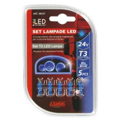 24V Kit Lampade cruscotto Led 1 Led - T3 - W2x4.6d - 5 pz in blister - Blu