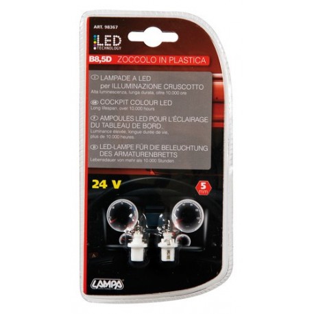 24V Lampada cruscotto 1 Led - B8.5d - bianco