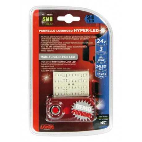 24V Hyper-Led - Pannello 24 SMD - 35x50 mm - 1 pezzo in blister - Blu