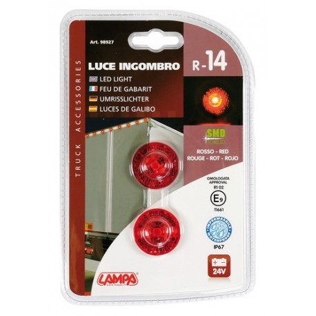 Coppia luci ingombro a 1 Led 24V - rosso