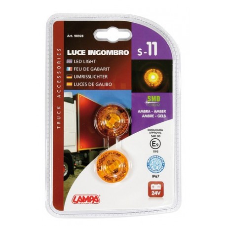 Coppia luci ingombro a 1 Led 24V - Arancio