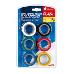 Set 6 nastri isolanti adesivi omologati in PVC plastificato
