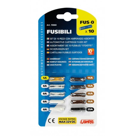 Set 10 fusibili assortiti 12/32V