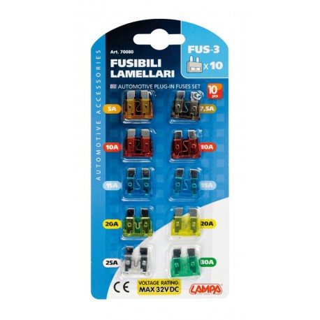Set 10 fusibili lamellari assortiti 12/32V