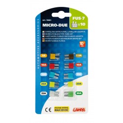 Set 10 micro fusibili lamellari Micro-Due assortiti 12/32V