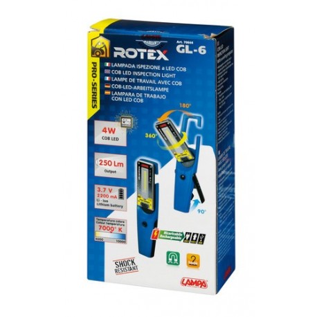 GL-6 lampada ispezione ricaricabile a LED COB - 12/24/230V