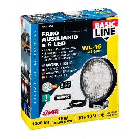 WL-16 faro ausiliario a 6 Led - 10-30V - bianco