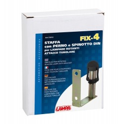 Fix-4 Staffa con perno e spinotto DIN per lampade rotanti attacco tubolare