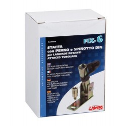Fix-6 Staffa con perno e spinotto DIN per lampade rotanti attacco tubolare