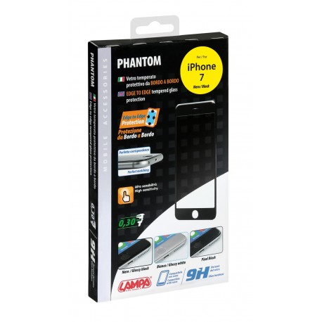 Phantom vetro temperato protettivo da bordo a bordo - Apple iPhone 7 - Glossy Black