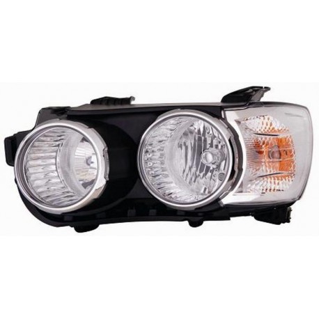 Faro proiettore H7 + H1 parabola nera con bordo cromato guida - sx