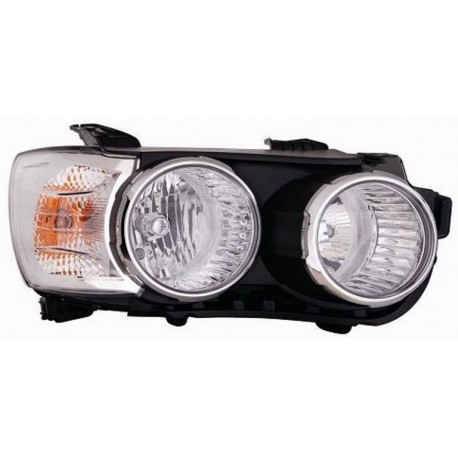 Faro proiettore H7 + H1 parabola nera con bordo cromato passeggero - dx