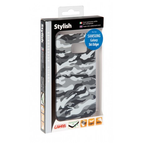 Stylish cover gommata sottile - Samsung Galaxy S6 Edge - Grey Camo