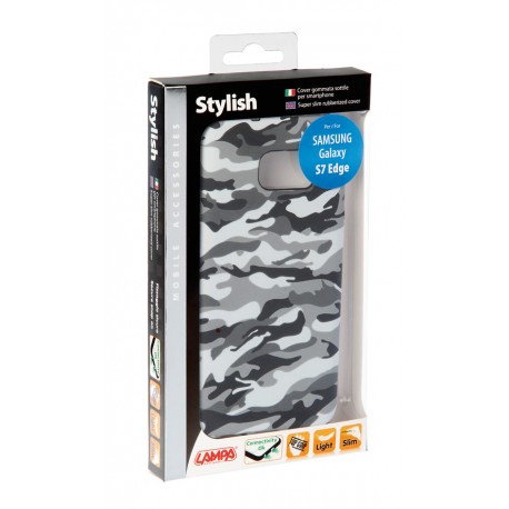 Stylish cover gommata sottile - Samsung Galaxy S7 Edge - Grey Camo