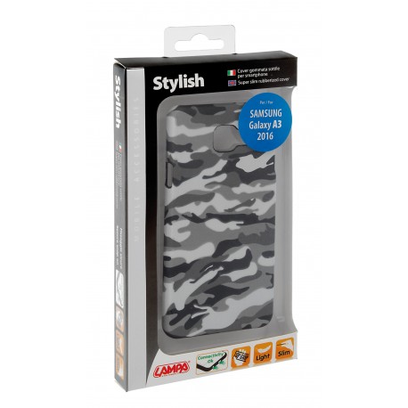 Stylish cover gommata sottile - Samsung Galaxy A3 2016 - Grey Camo