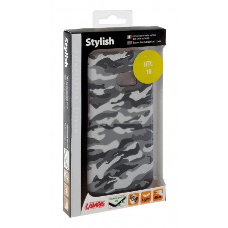 Stylish cover gommata sottile - Htc 10 - Grey Camo