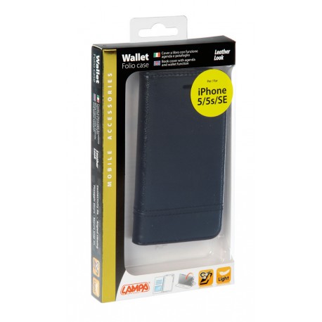 Wallet Folio Case cover a libro - Apple iPhone 5 / 5s / SE - nero