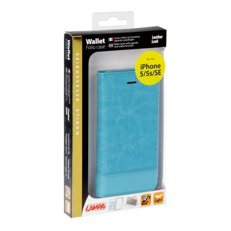 Wallet Folio Case cover a libro - Apple iPhone 5 / 5s / SE - Turchese