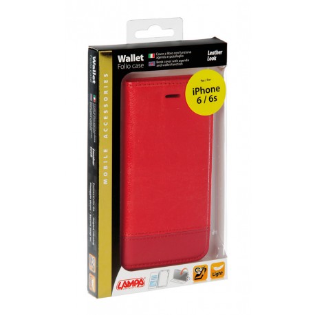 Wallet Folio Case cover a libro - Apple iPhone 6 / 6s - rosso