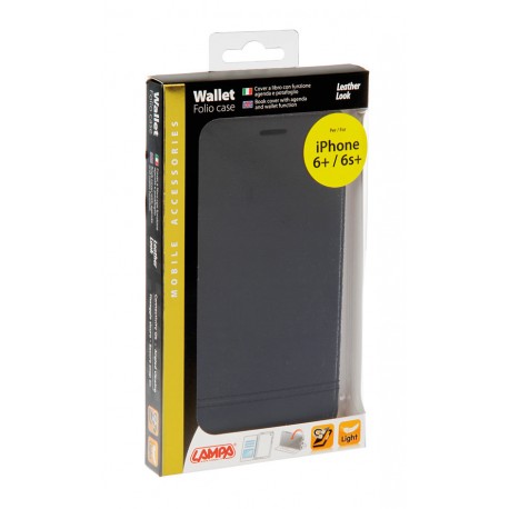 Wallet Folio Case cover a libro - Apple iPhone 6 Plus / 6s Plus - nero