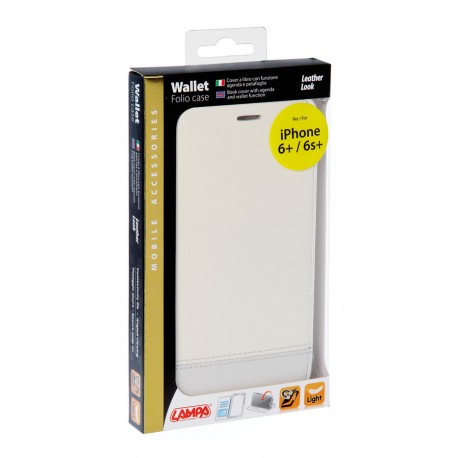 Wallet Folio Case cover a libro - Apple iPhone 6 Plus / 6s Plus - bianco