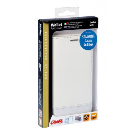 Wallet Folio Case cover a libro - Samsung Galaxy S6 Edge - bianco