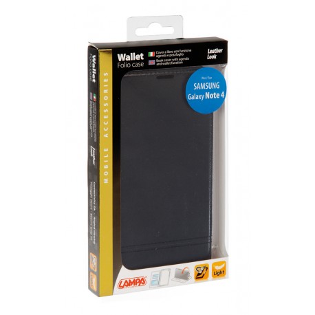 Wallet Folio Case cover a libro - Samsung Galaxy Note 4 - nero