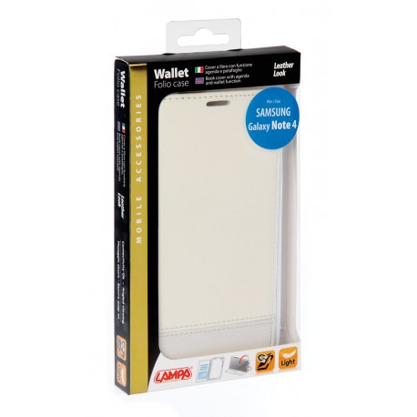 Wallet Folio Case cover a libro - Samsung Galaxy Note 4 - bianco