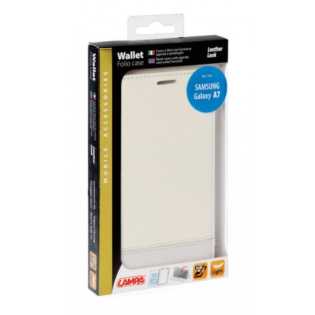 Wallet Folio Case cover a libro - Samsung Galaxy A7 - bianco