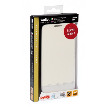 Wallet Folio Case cover a libro - Huawei Mate 7 - bianco
