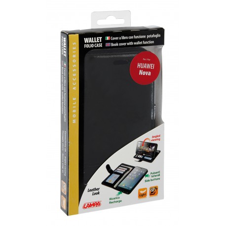 Wallet Folio Case cover a libro - Huawei Nova - nero