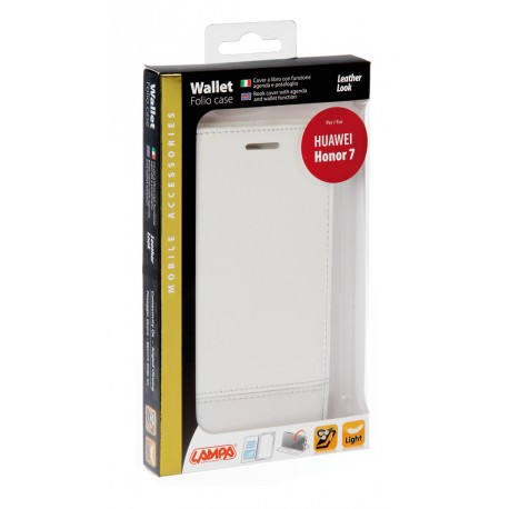 Wallet Folio Case cover a libro - Huawei Honor 7 - bianco