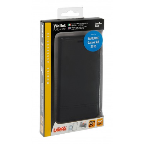 Wallet Folio Case cover a libro - Samsung Galaxy A3 2016 - nero