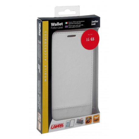 Wallet Folio Case cover a libro - Lg G5 - bianco