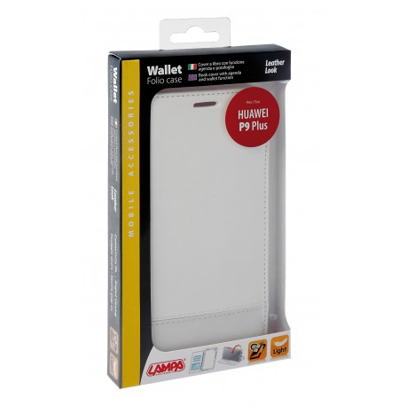 Wallet Folio Case cover a libro - Huawei P9 Plus - bianco