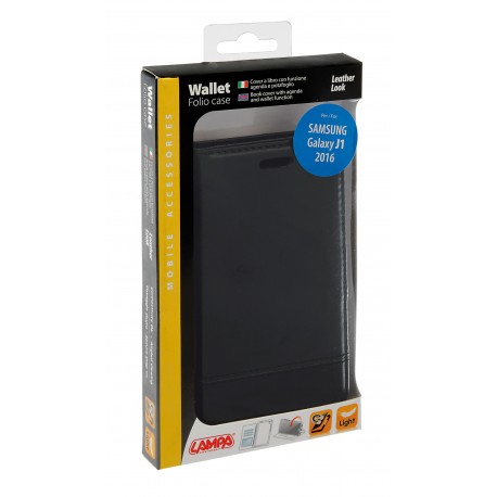 Wallet Folio Case cover a libro - Samsung Galaxy J1 2016 - nero