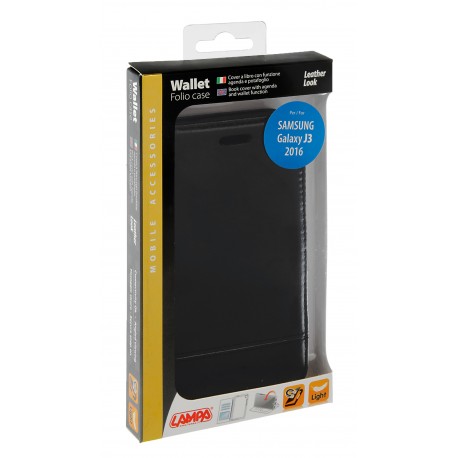Wallet Folio Case cover a libro - Samsung Galaxy J3 2016 - nero