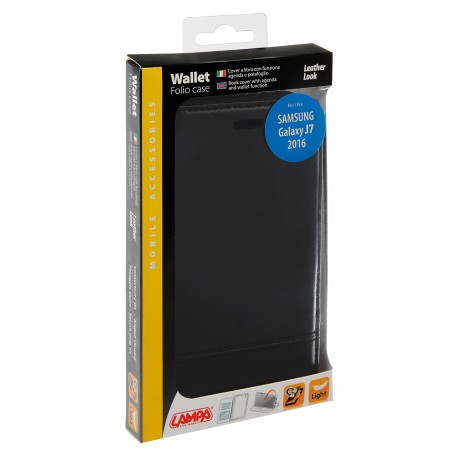 Wallet Folio Case cover a libro - Samsung Galaxy J7 2016 - nero