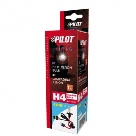 12V Lampadina HID Xenon 4.300K - H4 - 1 pezzo - Scatola - Bi-Lampada
