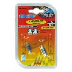 12V Lampada siluro Blu-Xe - 8x28 mm - 15W - SV7-8 - 2 pz in blister