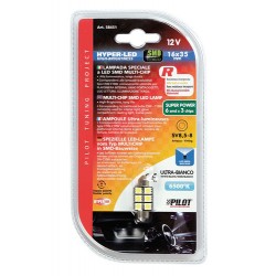 12V Hyper-Led 18 - 6 SMD x 3 chips - 15x36 mm - SV8.5-8 bianco doppia polarita' resistenza incorporata