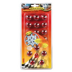 Kit 20 copribulloni diametro 17 mm rosso con inserto crystal