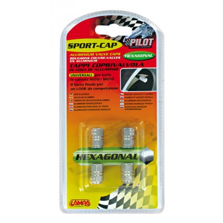 Sport Cap Hexagonal Set 4 tappi coprivalvola in lega di alluminio