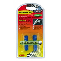 Sport Cap Hexagonal Set 4 tappi coprivalvola in lega di alluminio blu